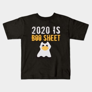 2020 Is Boo Sheet, Cat Boo Ghost Halloween face mask Kids T-Shirt